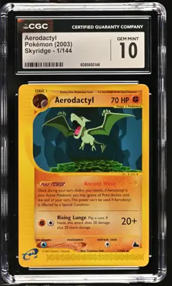CGC 10 GEM MINT Aerodactyl 2003 Skyridge 1/144 Pokemon Card - Image 1