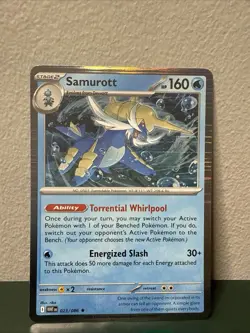 Pokemon TCG Samurott White Flare Holo Rare Card 023/086 - Image 1