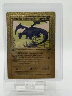 Shining Charizard 107/105 Gold Card Pokemon Card 1st Edition Fan Art Gold Foil - Image 1