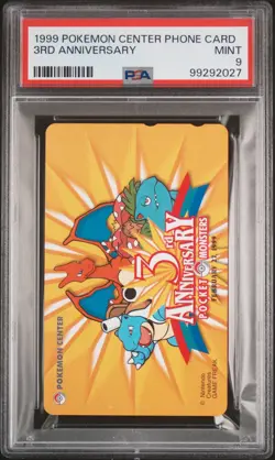 1999 POKEMON CENTER PHONE CARD 3RD ANNIVERSARY PSA 9 - Image 1