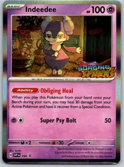 Indeedee SVP154 Prerelease Black Star Promo Holo Surging Sparks Pokemon Card NM - Image 1
