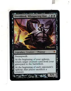 MTG SkeenAB Sheoldred Whispering One PRERELEASE PROMO FOIL from New Phyrexia LP - Image 1