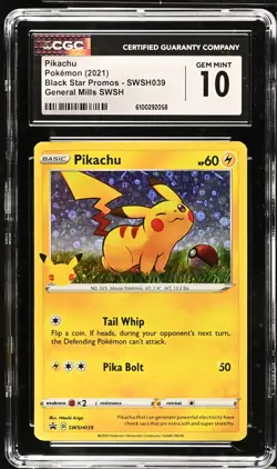 PIKACHU Sword & Shield General Mills Promo #SWSH039 CGC 10 Pokemon - Image 1
