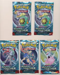 POKEMON TCG SCARLET & VIOLET JOURNEY TOGETHER SEALED BOOSTER 5 PACK LOT - Image 1