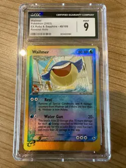 Pokemon TCG Wailmer 48/109 Reverse Holo Ruby&Sapphire 2003 CGC MINT+ 9 - Image 1
