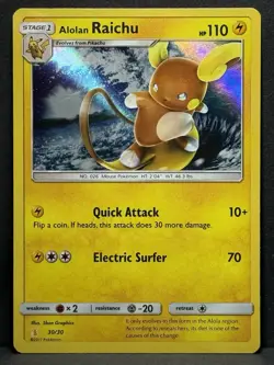 Pokemon Alolan Raichu Trainer Kit 30/30 Sun & Moon Holo MP - Image 1