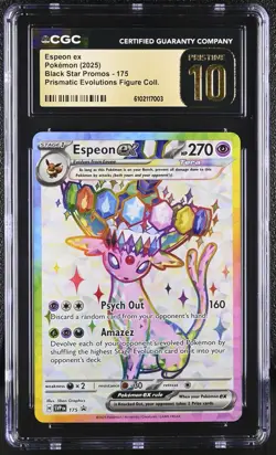 2025 Pokemon Prismatic Evolutions Espeon ex Figure BSP #175 CGC 10 Pristine POP2 - Image 1