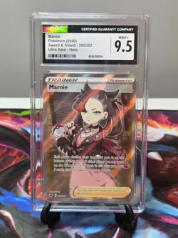 POKEMON CGC 9.5 MINT + MARNIE 200/202 SWORD & SHIELD ULTRA RARE HOLO - Image 1
