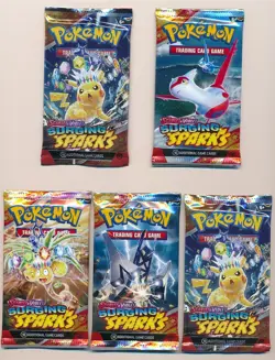 POKEMON TCG SCARLET & VIOLET SURGING SPARKS FACTORY SEALED BOOSTER 5 PACK LOT - Image 1