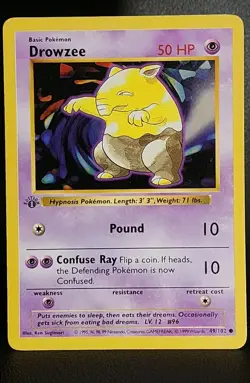Pokemon TCG Drowzee Base Set 49/102 1st Edition LP - Image 1