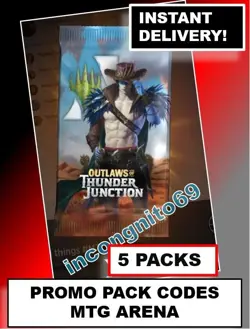 MAGIC MTG ARENA CODE CARD 5 Promo Pack Booster 5 CODES OUTLAWS THUNDER JUNCTION - Image 1
