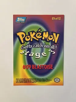 Blastoise E9 of E12 Topps TV Animation Blue Label Vintage Pokemon Card - Image 2