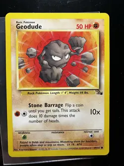 Pokemon TCG Geodude 47/62 FOSSIL SET SHADOWLESS Non-Holo Vintage Card - Image 1