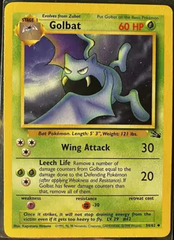 Golbat 34/62 Non-Holo Rare Fossil Set VINTAGE Pokemon Card TCG LP/Excellent - Image 1