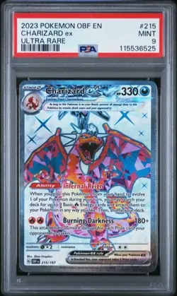 2023 POKEMON OBF EN-OBSIDIAN FLAMES ULTRA RARE #215 CHARIZARD EX PSA 9 - Image 1