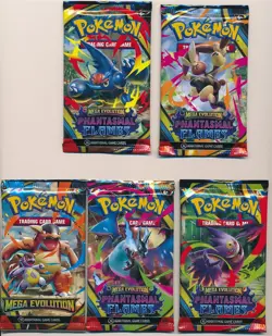 POKEMON TCG MEGA EVOLUTION PHANTASMAL FLAMES SEALED BOOSTER 5 PACK LOT - Image 1