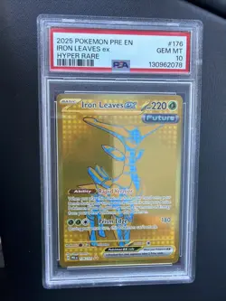 2025 POKEMON PRE EN-PRISMATIC EVOLUTIONS HYPER RARE #176 IRON LEAVES EX PSA 10 - Image 1