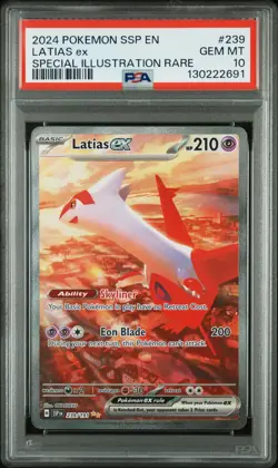 2024 POKEMON SSP EN-SURGING SPARKS SPECIAL ILLUSTRATION RARE LATIAS EX PSA 10 - Image 1