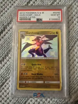 2019 POKEMON SUN & MOON HIDDEN FATES #SV40 GARCHOMP-HOLO PSA 10 - Image 1