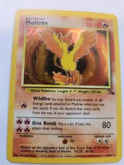 Moltres Holo Fossil Pokemon Card Base WOTC NM + - Image 1