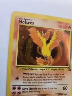 Moltres Holo Fossil Pokemon Card Base WOTC NM + - Image 2