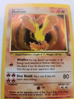 Moltres Holo Fossil Pokemon Card Base WOTC NM + - Image 4