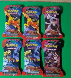 Pokemon Destined Rivals Sleeved Booster Pack LOT of 6 Sealed Packs - Image 1