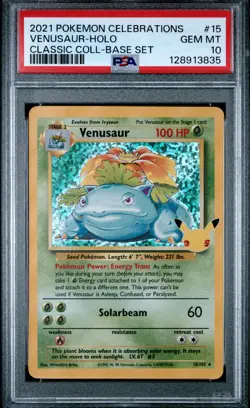 Venusaur 15/102 PSA 10 SWSH Celebrations 25th Anniversa Classic Pokemon Card AA5 - Image 1