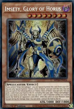 Yugioh Dueling Mirrors: Imsety, Glory of Horus Prismatic Secret Rare MP24-EN114 - Image 1