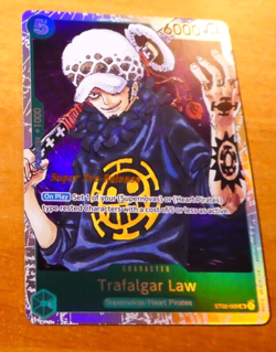 ONE PIECE ENGLISH CARD HOLO GAME SUPER PRE-RELEASE CARTE Law ST02-009 SR MINT - Image 1