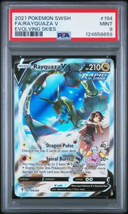2021 Pokemon SWSH Full Art Rayquaza V 194/203 Evolving Skies PSA 9 (659 - Image 1