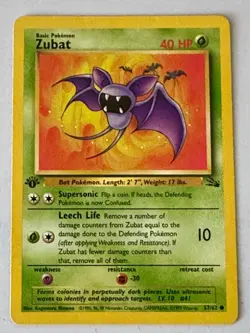 Pokemon zubat 57/62 1st Edition Fossil Set NON HOLO TCG WOTC * NEVER PLAYED NM - Image 1