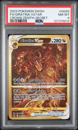 2023 POKEMON SWORD & SHIELD CROWN ZENITH SECRET FULL ART/GIRATINA VSTAR PSA 8 - Image 1