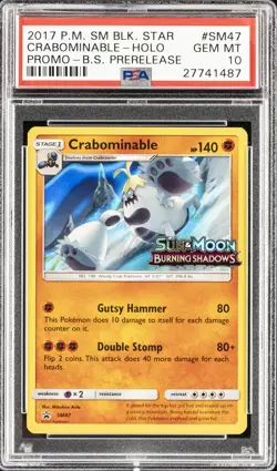 2017 POKEMON SM BLACK STAR PROMO #SM47 CRABOMINABLE-HOLO PSA 10 - Image 1