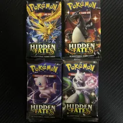 Lot Of 4 2019 Pokemon Hidden Fates Packs! Factory Sealed! - Image 1