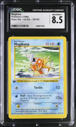 CGC 8.5 Magikarp 1999 Base Set 1st Edition Shadowless 35/102 Pokemon Card - Image 1