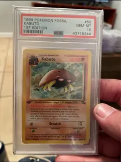 1999 Pokemon Card Fossil Set 1stEdition Kabuto #50 PSA 10 - Image 1