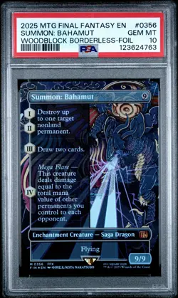 4763 Summon: Bahamut 2025 MTG Final Fantasy #0356 Woodblock Foil PSA 10 - Image 1