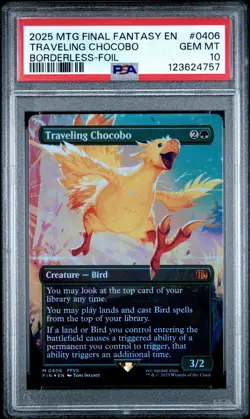 4757 Traveling Chocobo 2025 Magic: The Gathering Final Fantasy #0406 Foil PSA 10 - Image 1
