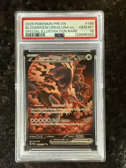2025 Pokemon Prismatic Evolutions Bloodmoon Ursaluna EX #168 SIR PSA 10 GEM MINT - Image 1
