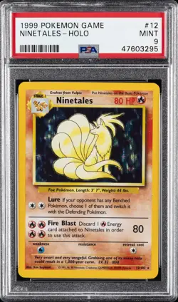 1999 POKEMON BASE SET UNLIMITED #12 NINETALES-HOLO PSA 9 - Image 1