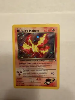 Pokemon TCG Rockets Moltres Holo Rare Card 12/132 Gym Heroes Set - Image 1