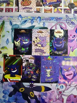 7 Cracked Ice & Gold Holo Gengar & Mimikyu Full House And Card Database NON TCG - Image 1