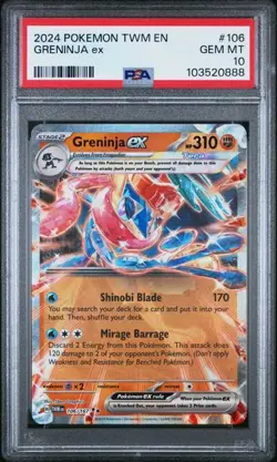 2024 POKEMON TWM EN #106 GRENINJA EX PSA 10 TWILIGHT MASQUERADE - Image 1