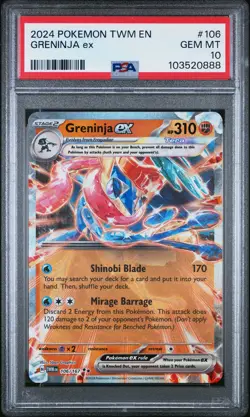 2024 POKEMON TWM EN #106 GRENINJA EX PSA 10 TWILIGHT MASQUERADE - Image 2