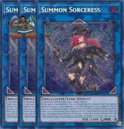 Yugioh! 3x Summon Sorceress BLMM-EN157 Secret Rare 1st Ed NM - Image 1
