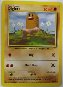 DIGLETT Pokemon TCG Base Set Unlimted #47/102 SYMBOL ERROR LP-HP PICK YOUR CARD - Image 3