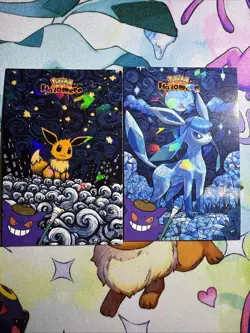 Cracked Ice Holo Gengar Painting Eevee & Glaceon Halloween Card database NON TCG - Image 1