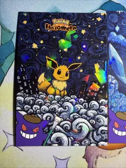 Cracked Ice Holo Gengar Painting Eevee & Glaceon Halloween Card database NON TCG - Image 2