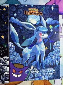 Cracked Ice Holo Gengar Painting Eevee & Glaceon Halloween Card database NON TCG - Image 3